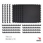 Norsk Interlocking Foam Gym Mats, 24"x24", 6-Pack