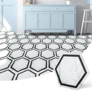 Hexagon Peel and Stick Marble Vinyl Floor Tiles
