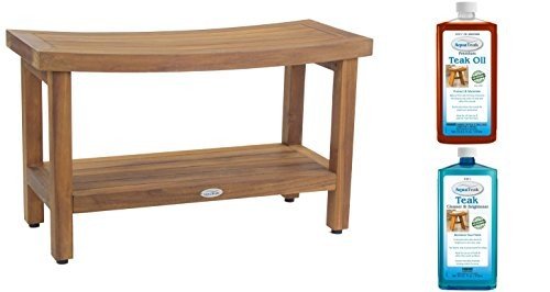 Durable 30" Sumba Teak Shower Bench & Care Kit