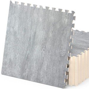 Grey Wood Grain Foam Tiles - 100 Sq. Ft