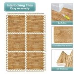 Wood Grain Foam Floor Tiles - Interlocking 48 Sq. Ft