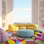 Colorful Geometric Non-Adhesive Carpet Floor Tiles