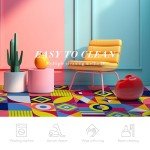 Colorful Geometric Non-Adhesive Carpet Floor Tiles