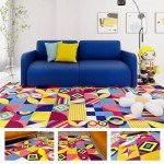 Colorful Geometric Non-Adhesive Carpet Floor Tiles