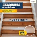 Non-Slip Clear Stair Treads - 15-Pack 30"x6