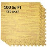 Light Wood Oak Grain Interlocking Foam Tiles - 100 Sq. Ft
