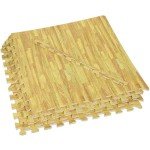 Light Wood Oak Grain Interlocking Foam Tiles - 100 Sq. Ft