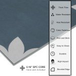 Peel and Stick Blue Flower Vinyl Floor Tiles