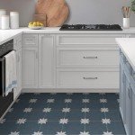 Peel and Stick Blue Flower Vinyl Floor Tiles