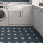Peel and Stick Blue Flower Vinyl Floor Tiles