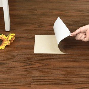 Peel and Stick Waterproof Red Wood Grain Tiles
