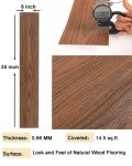 Peel and Stick Waterproof Red Wood Grain Tiles