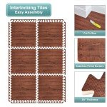 Wood Grain Foam Interlocking Floor Tiles - 48 Sq. Ft