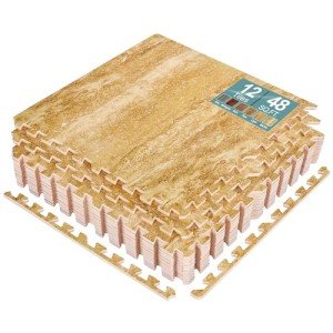 Wood Grain Foam Floor Tiles - 48 Sq. Ft. Set