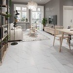 Peel and Stick White Marble Vinyl Floor Tiles