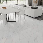 Peel and Stick White Marble Vinyl Floor Tiles
