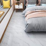 Peel and Stick White Marble Vinyl Floor Tiles