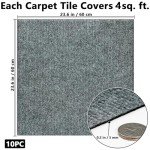 Peel and Stick Light Grey Carpet Tiles - 10 Pack