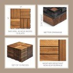 Acacia Wood Interlocking Deck Tiles - 10 Pcs