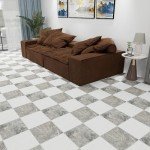 White Marble Peel and Stick Vinyl Floor Tiles