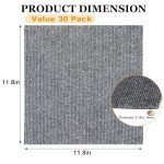 30PCS Self-Adhesive Peel and Stick Carpet Tiles