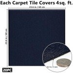 Dark Blue Peel and Stick Carpet Tiles - 20 Pack