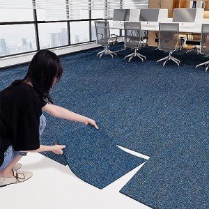 20 Pack Blue Carpet Floor Tiles - 20x20 Inch