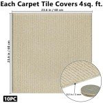 Peel and Stick Carpet Tiles - Khaki 24"x24