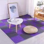 Purple EVA Foam Interlocking Carpet Tiles, 16 Sq Ft
