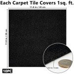 Peel and Stick Carpet Tiles - Black 12"x12