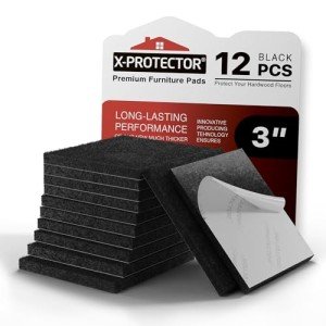 X-PROTECTOR 12-Pack Felt Furniture Pads - Black