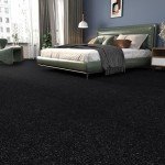 Black Peel and Stick Vinyl Carpet Floor Tiles - 4PCS