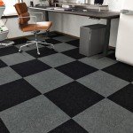 Black Peel and Stick Vinyl Carpet Floor Tiles - 4PCS