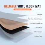 VEVOR Peel and Stick Floor Tile 36" x 6", 36 Tiles Self Adhesive Vinyl Floor, 2.5mm Thick, Natural Wood Grain DIY Flooring Tiles for Bedroom, Living Room, Bathroom (54 Sq.Ft/Box)