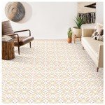 MORCART Peel and Stick Floor Tile - 20 PCS, 8" x 8" Vinyl Flooring - Waterproof Self-Adhesive Floor Tile for Bathroom, Kitchen, Living Room, Bedroom - Orange/Fabric Pattern Look