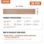 VEVOR Peel and Stick Floor Tile 36" x 6", 36 Tiles Self Adhesive Vinyl Floor, 2.5mm Thick, Natural Wood Grain DIY Flooring Tiles for Bedroom, Living Room, Bathroom (54 Sq.Ft/Box)