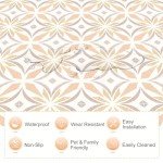 MORCART Peel and Stick Floor Tile - 20 PCS, 8" x 8" Vinyl Flooring - Waterproof Self-Adhesive Floor Tile for Bathroom, Kitchen, Living Room, Bedroom - Orange/Fabric Pattern Look