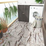 CHICHOME 6-Pack Marble Vinyl Flooring Tiles Cracked Peel and Stick Floor Tile Bathroom Waterproof Flooring 12''x12'' Self Adhesive Removable Stick on Floor Tile Sticky for Bedroom Kitchen Living Room