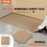 VEVOR Carpet Tiles Reusable, 20"x 20" Carpet Squares with Padding Attached, Soft Padded Carpet Tiles, Easy Install DIY for Bedroom Living Room Indoor Outdoor (16 Tiles, Dark Brown)