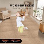 VEVOR Carpet Tiles Reusable, 20"x 20" Carpet Squares with Padding Attached, Soft Padded Carpet Tiles, Easy Install DIY for Bedroom Living Room Indoor Outdoor (16 Tiles, Dark Brown)