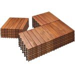Acacia Wood Interlocking Deck Tiles - 27 PCS
