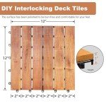 Acacia Wood Interlocking Deck Tiles - 27 PCS