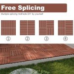 Acacia Wood Interlocking Deck Tiles - 54 PCS