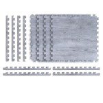 Stone Gray/Black Faux Wood Foam Floor Tiles, 4-Pack