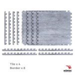 Stone Gray/Black Faux Wood Foam Floor Tiles, 4-Pack