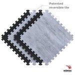 Stone Gray/Black Faux Wood Foam Floor Tiles, 4-Pack