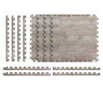 Reversible Faux Wood Foam Floor Tiles - 4 Pack