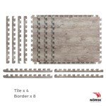 Reversible Faux Wood Foam Floor Tiles - 4 Pack