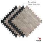Reversible Faux Wood Foam Floor Tiles - 4 Pack