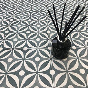 Mid Century Black Vinyl Sheet Flooring 2 Metres